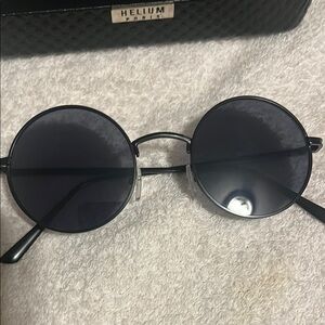 Helium Paris Round Black Sunglasses and Case